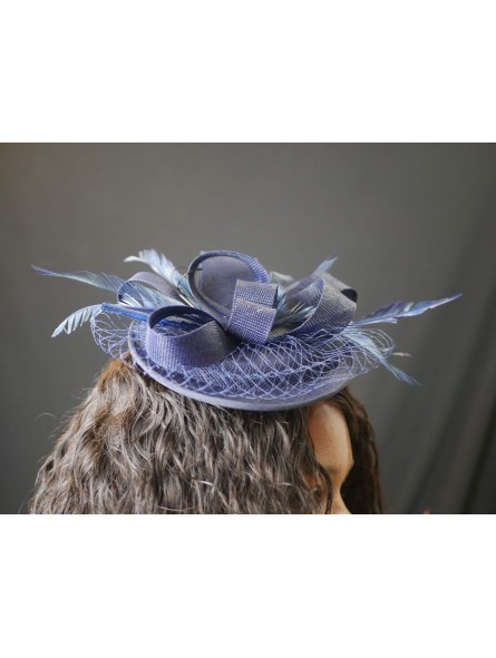 Chapeau élégant Pour Femme En Organza Bleu Navy - Style Ascot Royal - Taille Unique - Neuf Sans étiquette