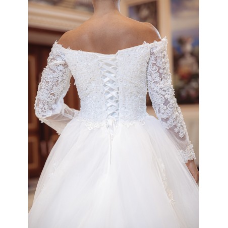 Robe-princesse-manches-longues X2001-White-Promarried