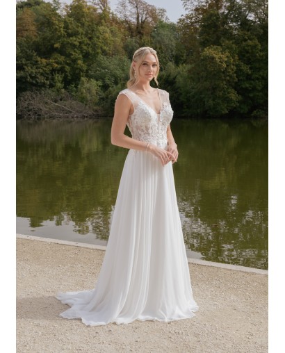 Robe de mariée Coupe en A  décolleté V échancré