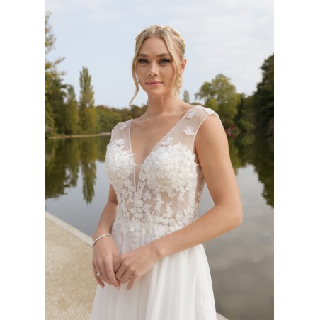 Robe de mariée Coupe en A  décolleté V échancré