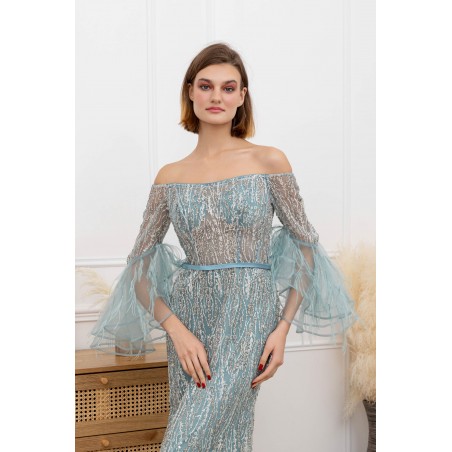 Robe de Cocktail Vert Menthe Perlée – Élégance Intemporelle