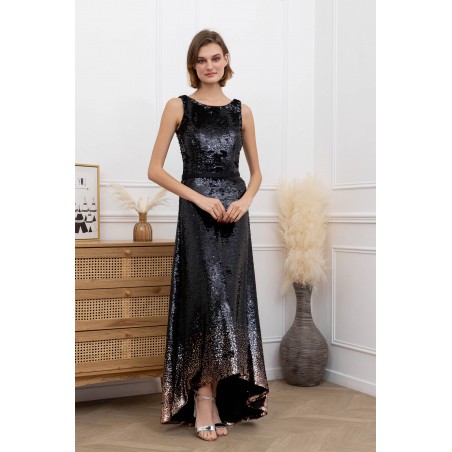 Robe de cocktail en sequin noir et gold courte