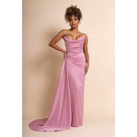 Robe rose bustier en satin Promarried