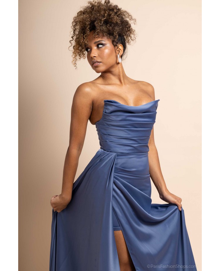 Robe grise bustier en satin