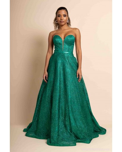 Robe de Cocktail Bustier Coupe Princesse Verte Promarried