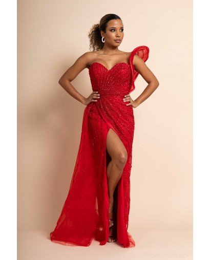 Robe de Cocktail Fourreau Rouge Promarried