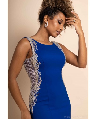 Robe de cocktail Sans Manches Bleu dur – Élégance et Sophistication