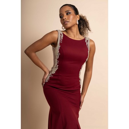 Robe de cocktail Sans Manches BORDEAUX – Élégance et Sophistication