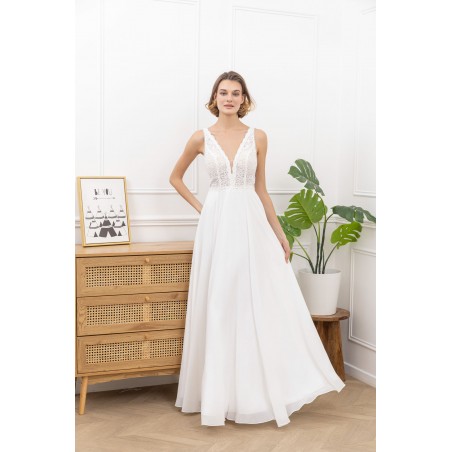 Robe de mariée fluide en mousseline Promarried