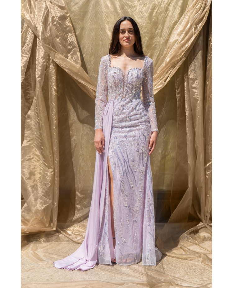 Robe de Cocktail en Crêpe Satiné avec Drapé Poitrine et Laçage au Dos