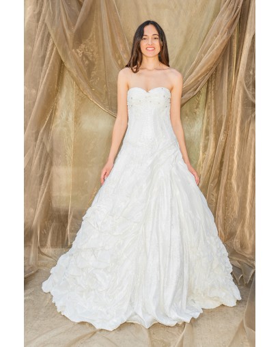 Robe de Mariée Sirène en Tulle avec Dentelle, Perles et Bretelles