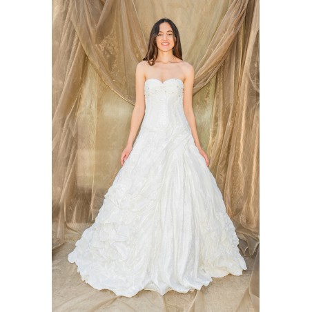 Robe de Mariée Sirène en Tulle avec Dentelle, Perles et Bretelles