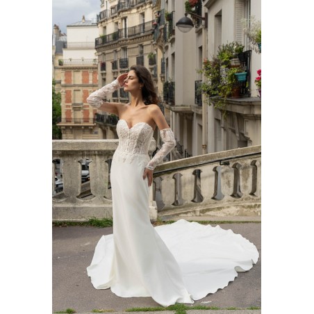 Robe de mariée sirène en dentelle et manches longues amovibles – Glamour raffiné