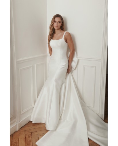 Robe de mariée Promarried – Bretelles, dos noué couture & traîne élégante