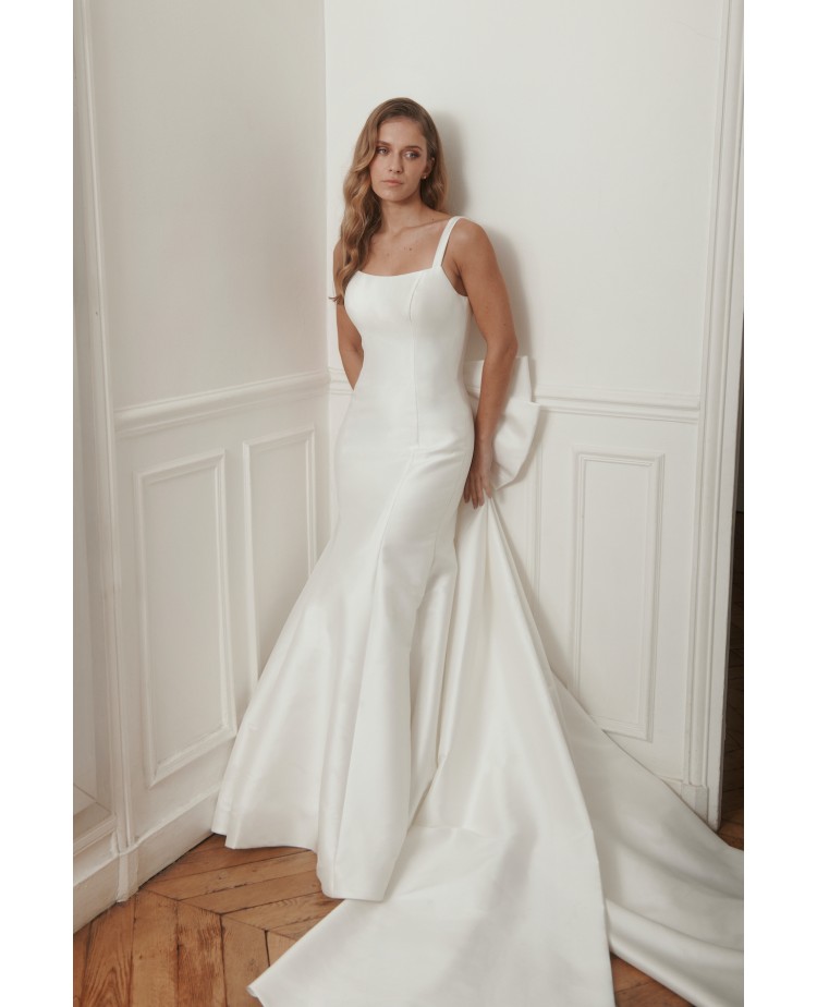 Robe de mariée Promarried – Bretelles, dos noué couture & traîne élégante