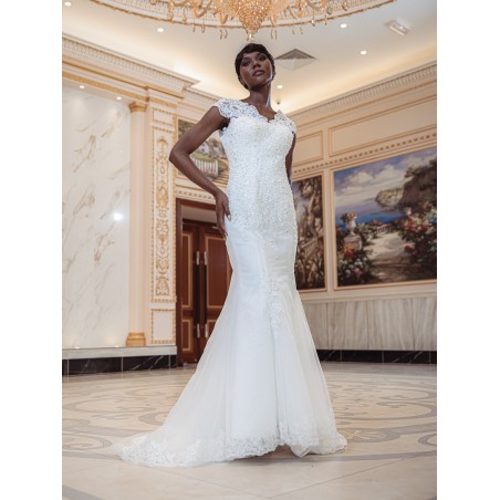 Robe-de-mariée-sirène-en-dentelle 1030-ivoire-Promarried