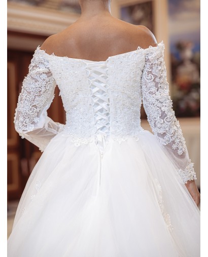 Robe-princesse-manches-longues X2001-White-Promarried