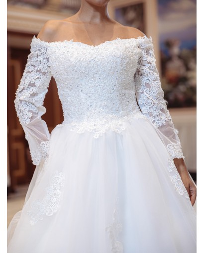 Robe-princesse-manches-longues X2001-White-Promarried