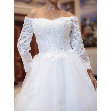 Robe-princesse-manches-longues X2001-White-Promarried