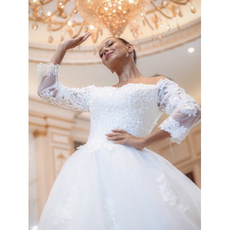 Robe-princesse-manches-longues X2001-White-Promarried