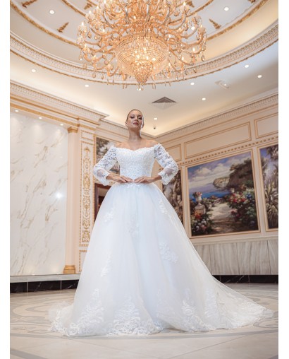 Robe-princesse-manches-longues X2001-White-Promarried
