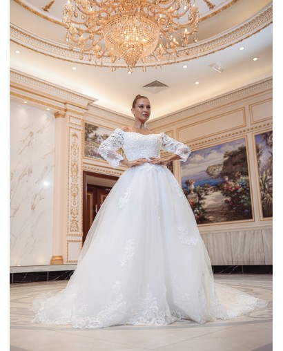 Robe-princesse-manches-longues X2001-White-Promarried