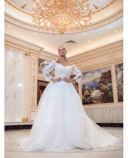 Robe-princesse-manches-longues X2001-White-Promarried