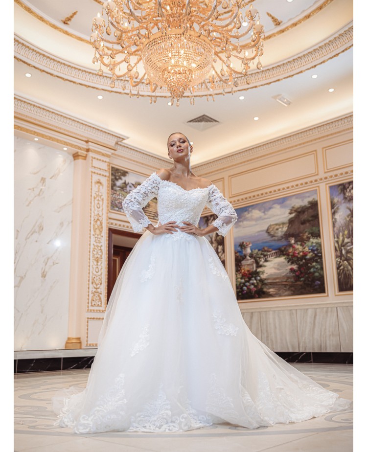 Robe-princesse-manches-longues X2001-White-Promarried