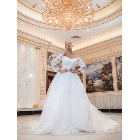 Robe-princesse-manches-longues X2001-White-Promarried