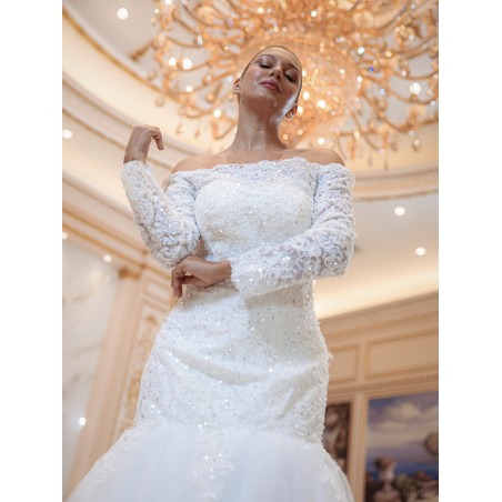 Robe-sirène-manches-longues-2374-ivoire