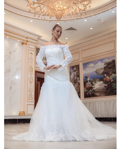 Robe-sirène-manches-longues-2374-ivoire