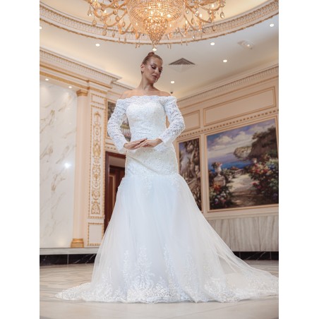 Robe-sirène-manches-longues-2374-ivoire