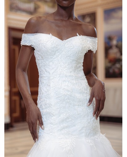 Robe-sirène-hors-l'épaule-Promarried-3270-ivoire