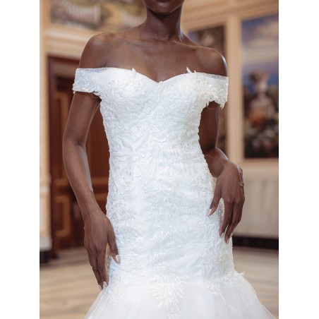Robe-sirène-hors-l'épaule-Promarried-3270-ivoire