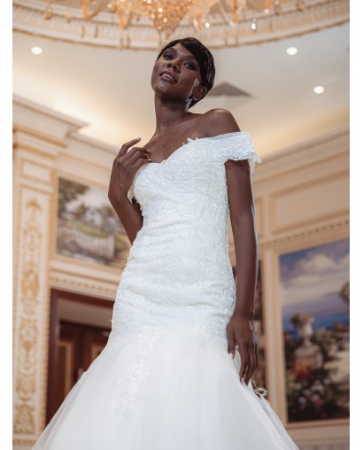 Robe-sirène-hors-l'épaule-Promarried-3270-ivoire