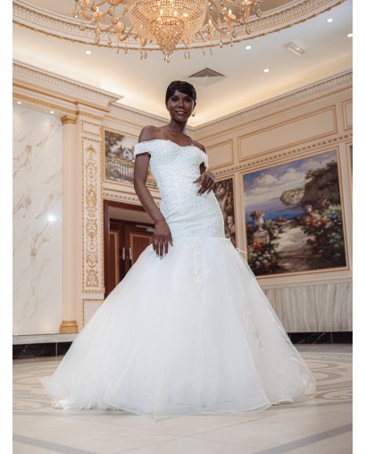 Robe-sirène-hors-l'épaule-Promarried-3270-ivoire