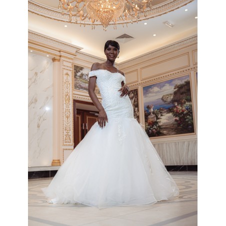 Robe-sirène-hors-l'épaule-Promarried-3270-ivoire