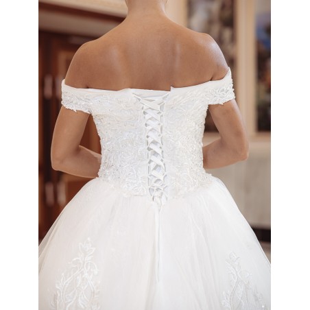Robe-princesse-hors-l'épaules-avec-traine-6001-traine-ivoire