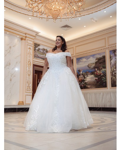 Robe-princesse-hors-l'épaules-avec-traine-6001-ivoire