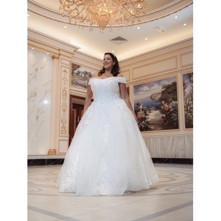 Robe-princesse-hors-l'épaules-avec-traine-6001-ivoire