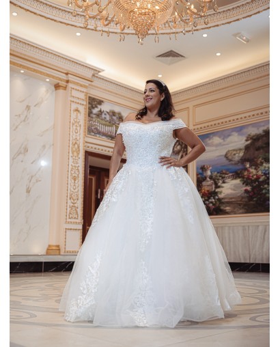 Robe-princesse-hors-l'épaules-avec-traine-6001-ivoire