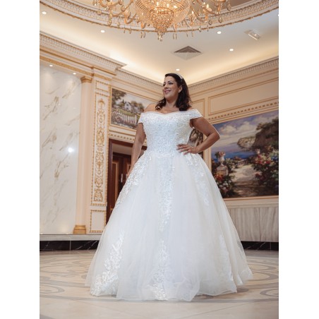 Robe-princesse-hors-l'épaules-avec-traine-6001-ivoire