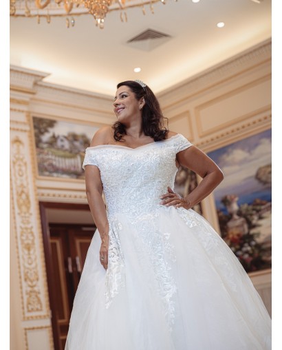 Robe-princesse-hors-l'épaules-avec-traine-6001-ivoire