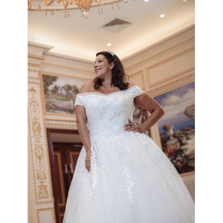 Robe-princesse-hors-l'épaules-avec-traine-6001-ivoire