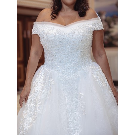 Robe-princesse-hors-l'épaules-avec-traine-6001-ivoire
