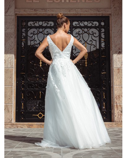 Robe-coupe-en-A-à-bretelle-Promarried-17172-Blanc