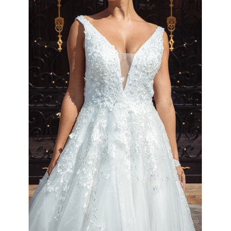Robe-coupe-en-A-à-bretelle-Promarried-17172-Blanc