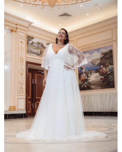 Robe-empire-manche- papillon-Promarried-22194-ivoire