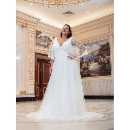 Robe-empire-manche- papillon-Promarried-22194-ivoire