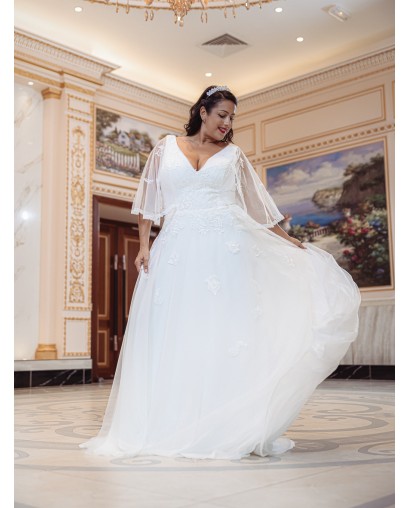 Robe-empire-manche- papillon-Promarried-22194-ivoire